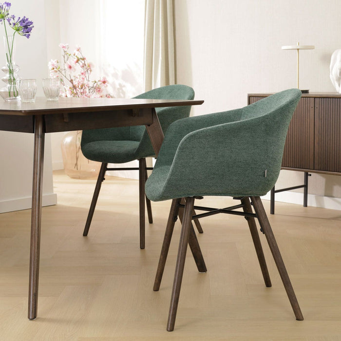Nolon Nena-Otis Eetkamerstoel Donkergroen - met Armleuning - Walnoot