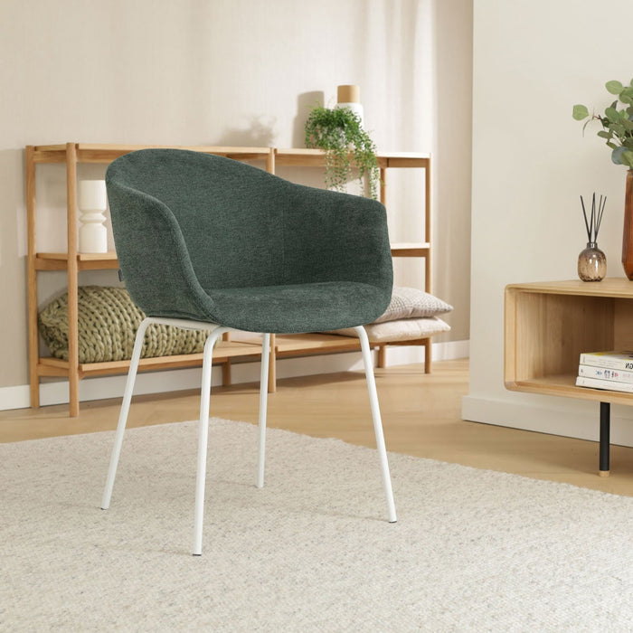 Nolon Nora-Otis Eetkamerstoelen Set van 2 - Donkergroen - Witte Poten