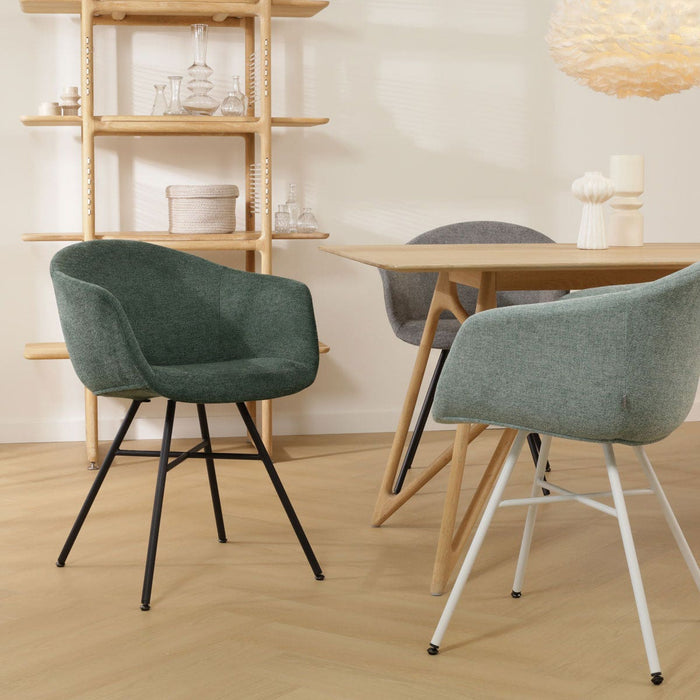 Nolon Noa-Otis eetkamerstoel donkergroen - met armleuning - wit