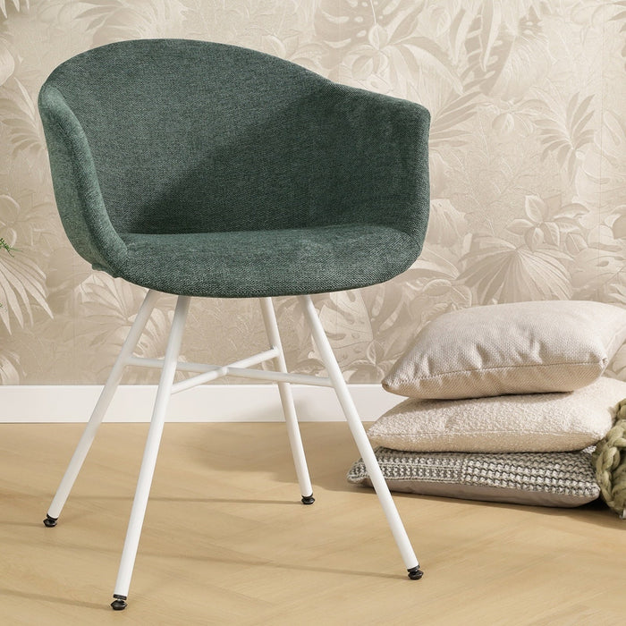 Nolon Noa-Otis Eetkamerstoelen Set van 2 - Donkergroen - Witte Poten