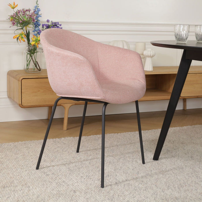 Nolon Nora-Otis Eetkamerstoelen Set van 2 - Zacht Roze - Zwarte Poten