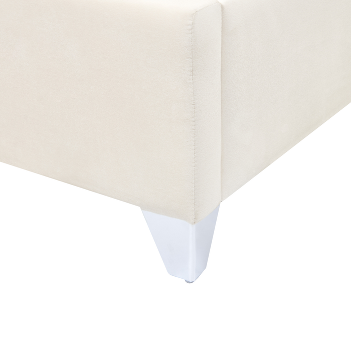 Beliani-LUBBON -Tweepersoonsbed-Gebroken wit-160 x 200 cm-Fluweel