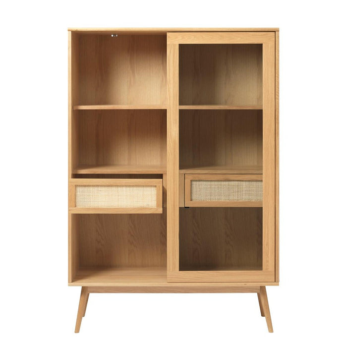 Olivine Boas Houten Vitrinekast met Lade - B 110 cm - Naturel