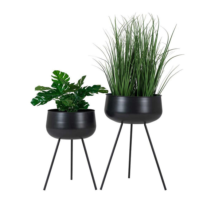 Artichok Evie staande bloempot zwart - set van 2