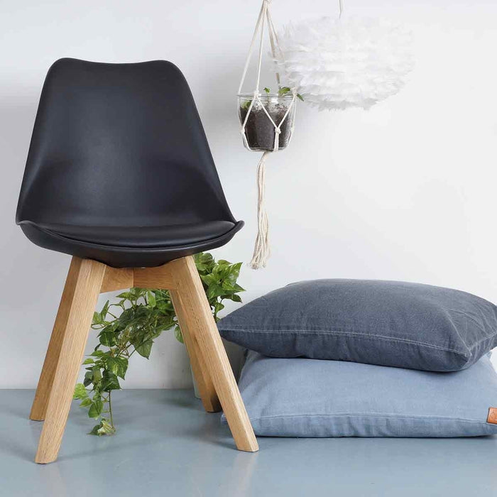 Essence Madera eetkamerstoel zwart - Houten onderstel - Set van 4