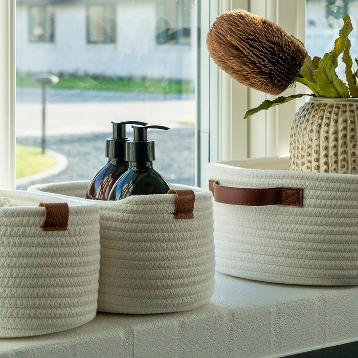 Artichok Jalesa katoenen manden wit - set van 3