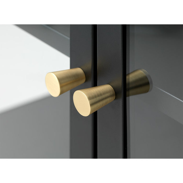 Olivine Carrie TV meubel Zwart - Metaal - Glas - B 132 cm