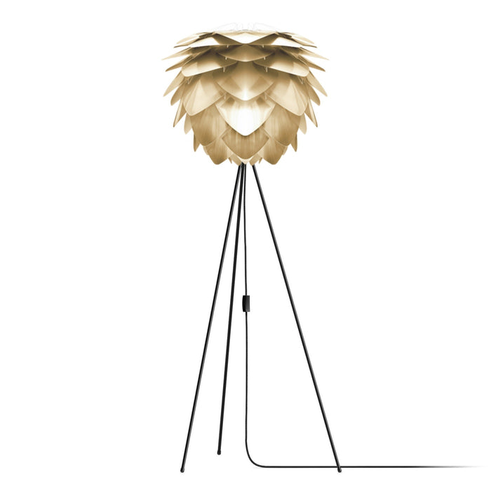 Umage Silvia Medium vloerlamp brushed brass - met tripod zwart - Ø 50