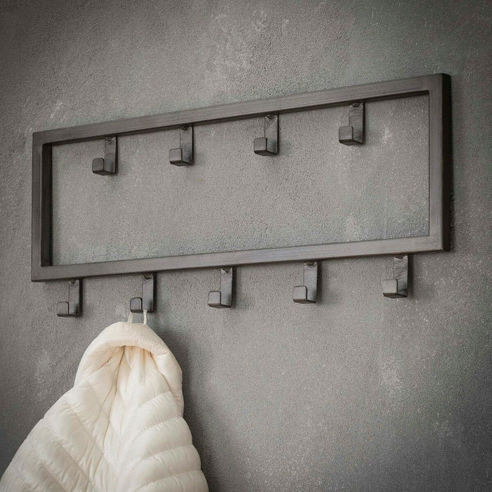 Fraaai - Kapstok industrieel 9 haken - 50 cm zwart