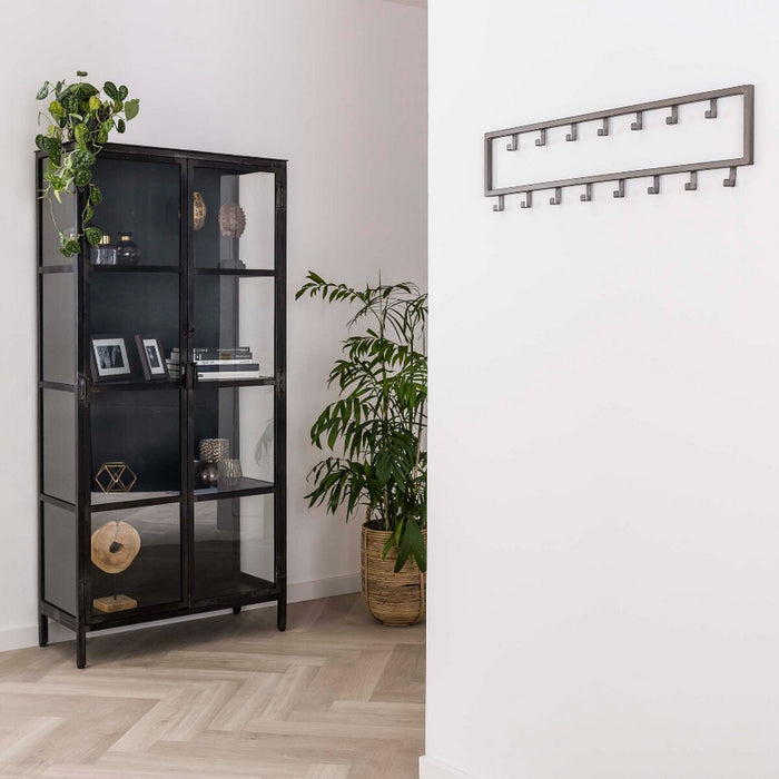 Fraaai - Kapstok industrieel 15 haken - 80 cm zwart