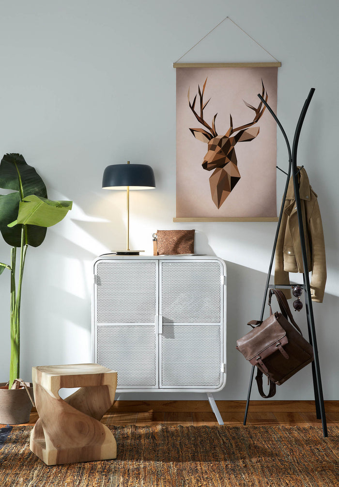 Kave Home - Hakon massief regenboomhouten bijzettafeltje met gesneden