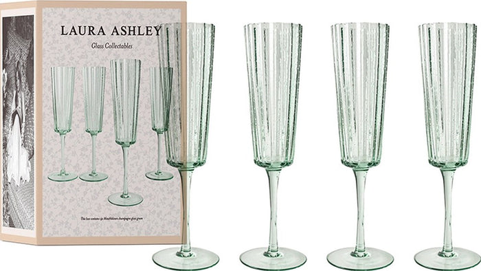 Laura Ashley Giftset 4 Champagneglazen Groen 21 cl.