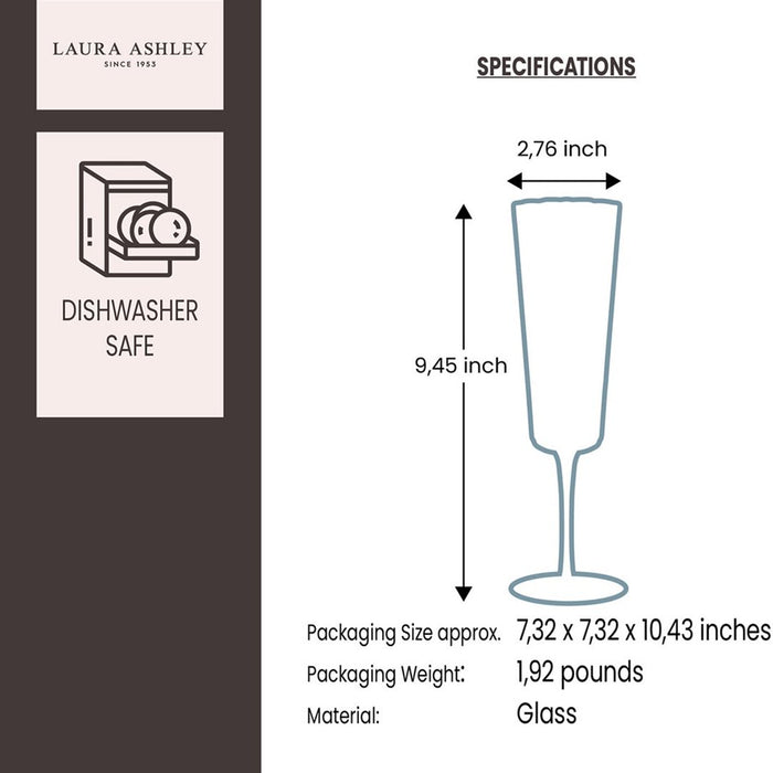 Laura Ashley Giftset 4 Champagneglazen Groen 21 cl.