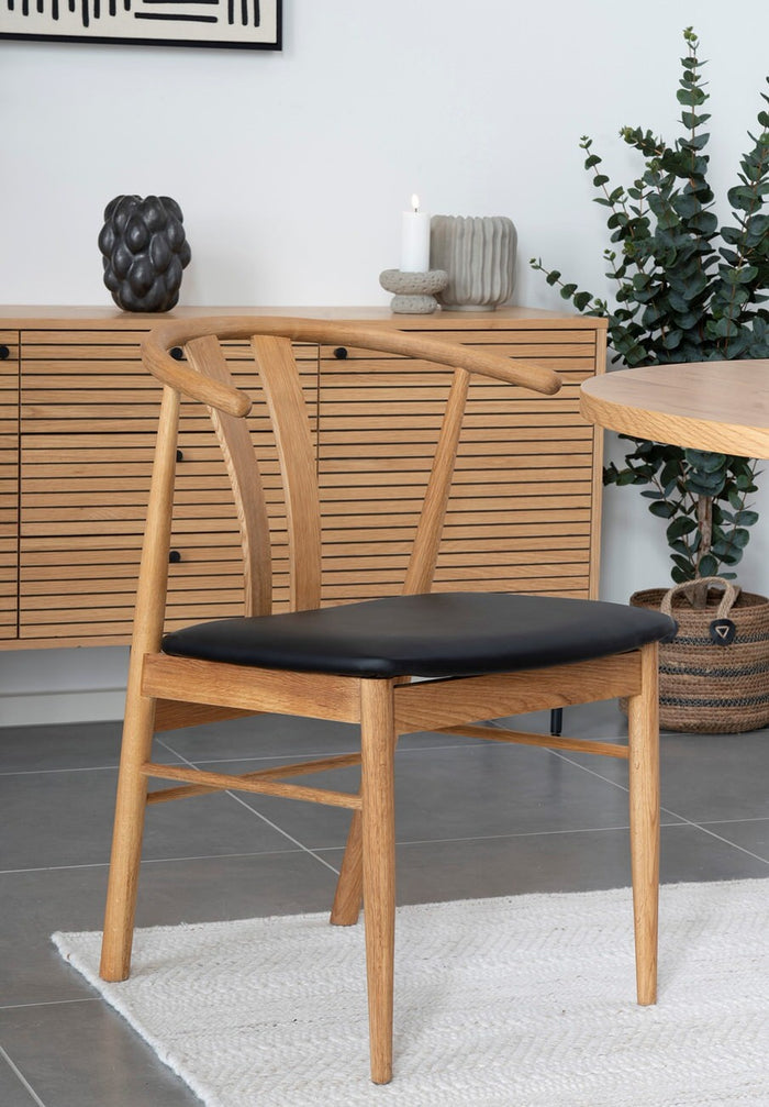 House Nordic Artenara Eetkamerstoel Eiken | Zwart PU-Leer set van 2