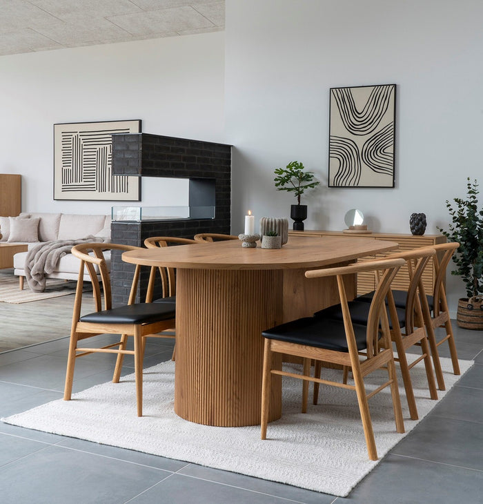 House Nordic Artenara Eetkamerstoel Eiken | Zwart PU-Leer set van 2