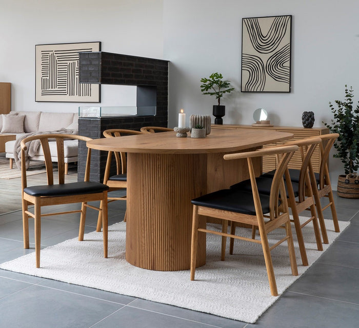 House Nordic Artenara Eetkamerstoel Eiken | Zwart PU-Leer set van 2