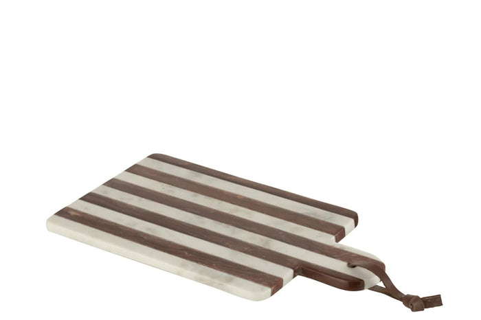 J-Line snijplank Rechthoekig Streep Marmer - steen - wit|bruin