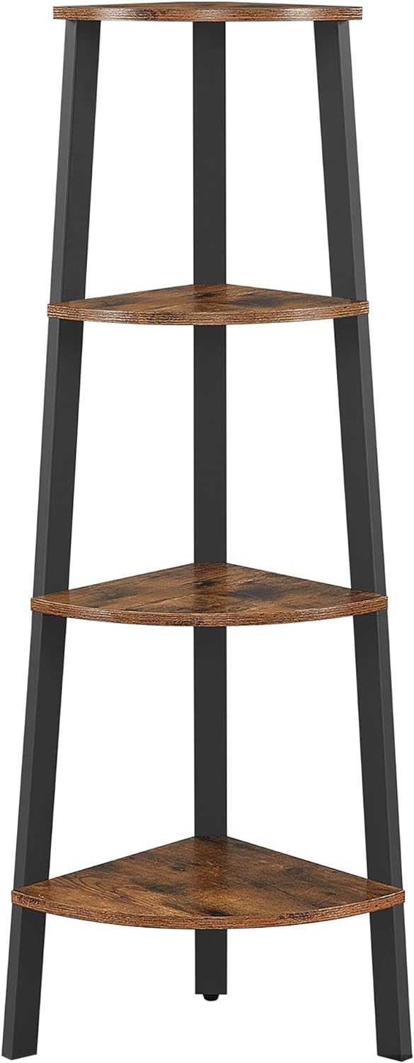 Boekenkast - hoekkast - 4 legplanken - 34x125x34 cm - vintage bruin