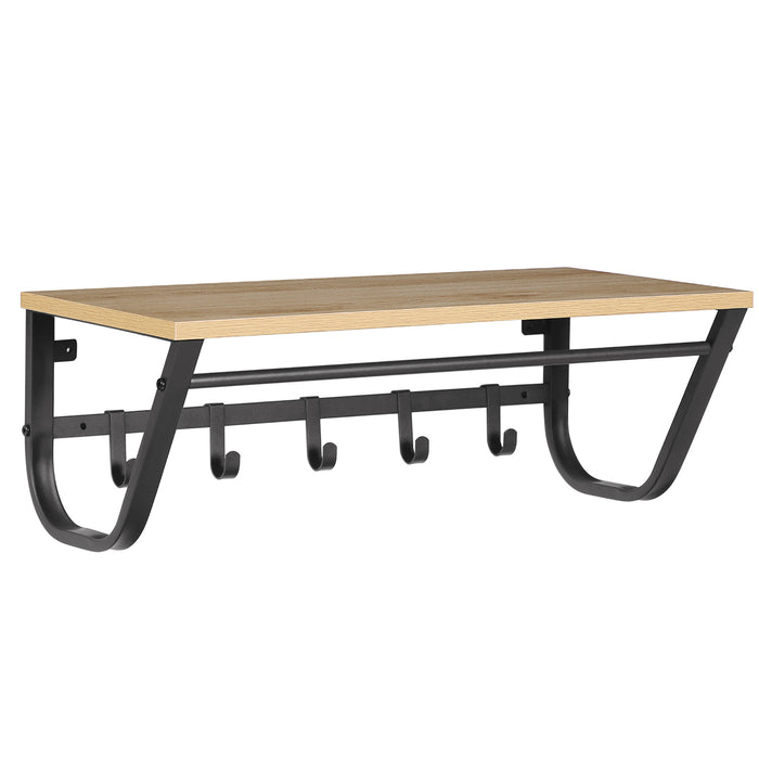 Kapstok voor de Muur of Wand - Wandkapstok met Haken in Lichte Eik Kleur - 60 cm Lang