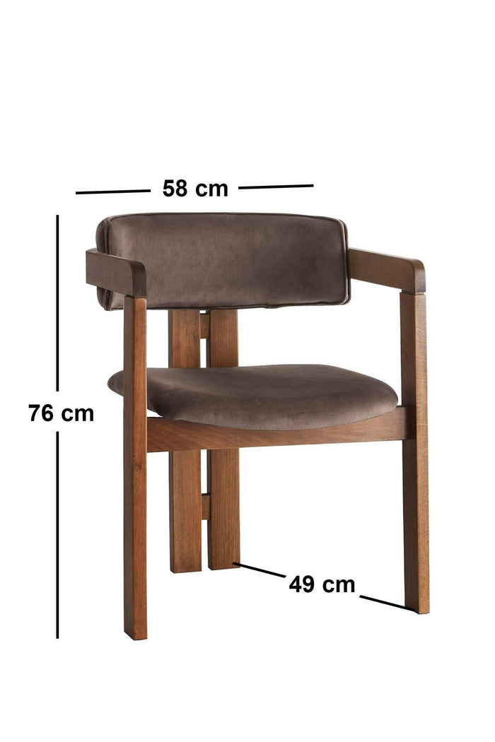 Giga Meubel - Eetkamerstoel Walnoot - Donkerbruin|Velvet - Cozy