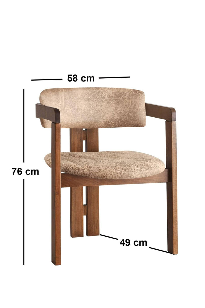 Giga Meubel - Eetkamerstoel Walnoot - Taupe|Stof - Cozy