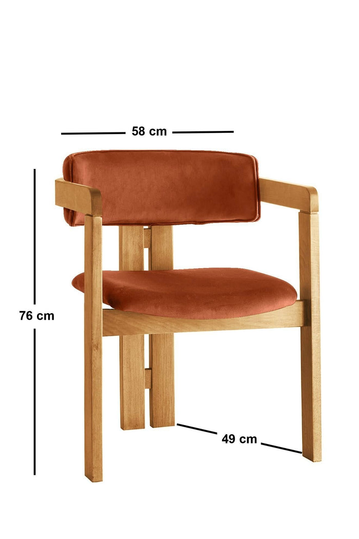 Giga Meubel - Eetkamerstoel Naturel - Oranje|Velvet - Cozy