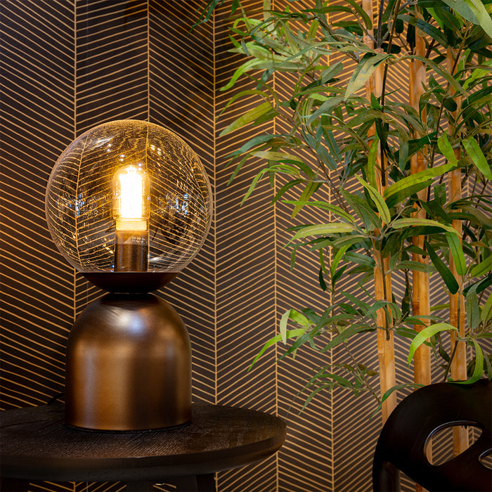 QAZQA Hotel chique tafellamp donkerbrons met helder glas - Pallon