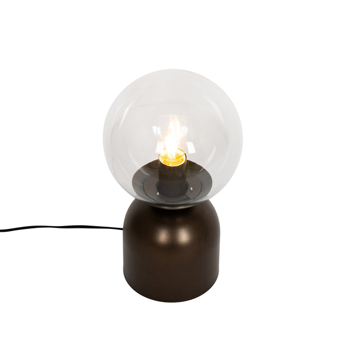QAZQA Hotel chique tafellamp donkerbrons met helder glas - Pallon