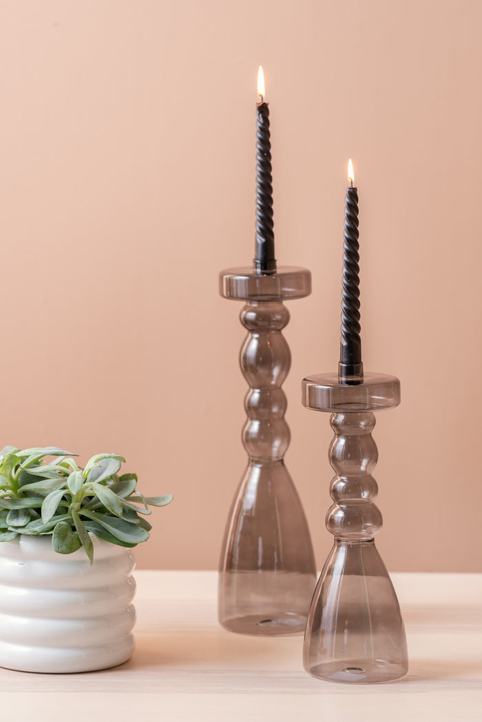 present time - Candle holder Pawn glass XL black