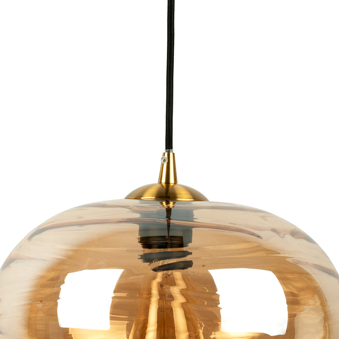 Leitmotiv - Pendant lamp Glamour Sphere glass amber brown