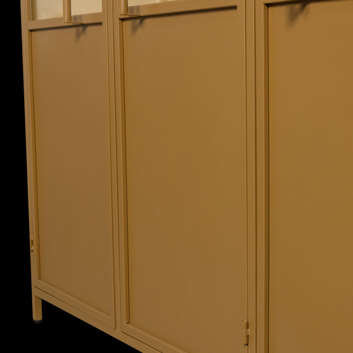WOOOD 3-deurs vitrinekast XL Exhibit - Metaal - Geel - 200x142x44 cm