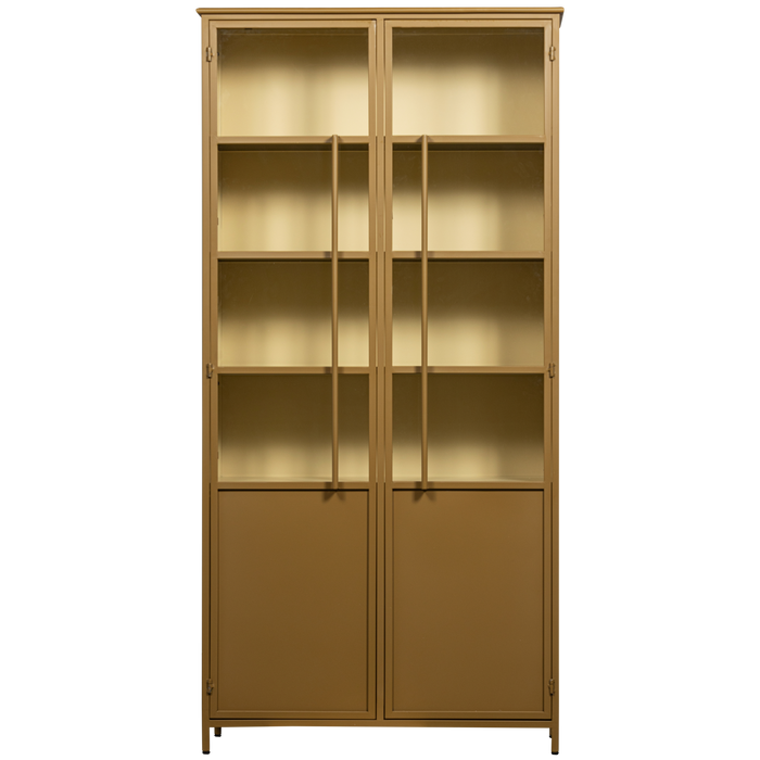 WOOOD 2-deurs vitrinekast XL Exhibit - Metaal - Geel - 200x99x44 cm