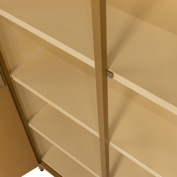 WOOOD 2-deurs vitrinekast XL Exhibit - Metaal - Geel - 200x99x44 cm