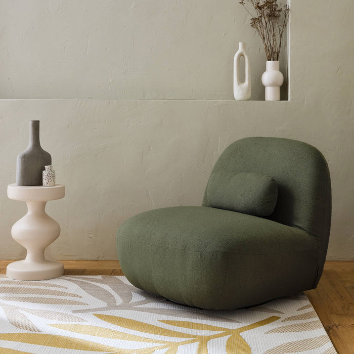 sweeek - Draaiende fauteuil 360° met gestructureerde bouclette en