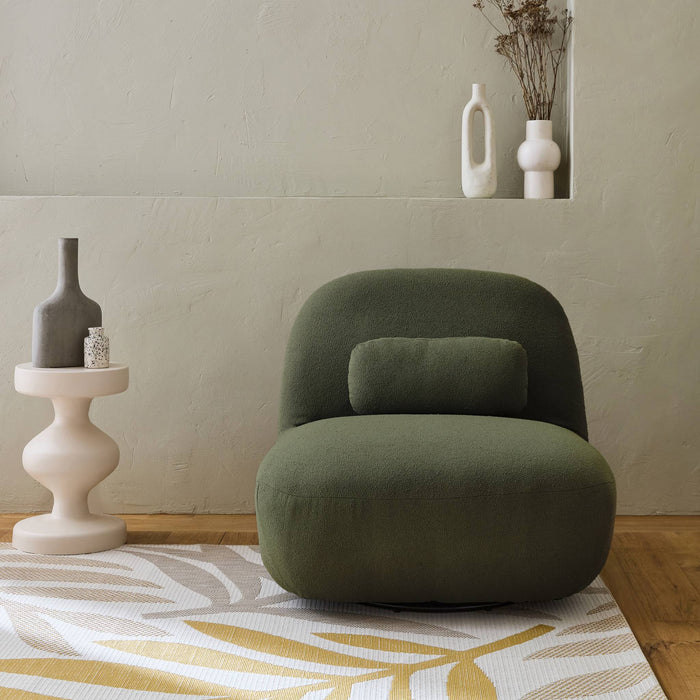 sweeek - Draaiende fauteuil 360° met gestructureerde bouclette en