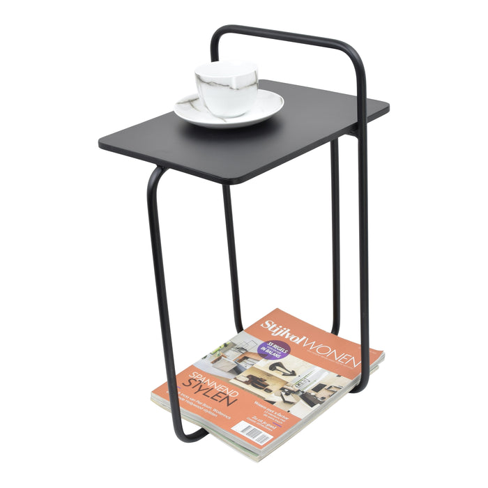 LOFT42 Easy Bijzettafel met Krantenbak Mat Zwart - 62x28x37