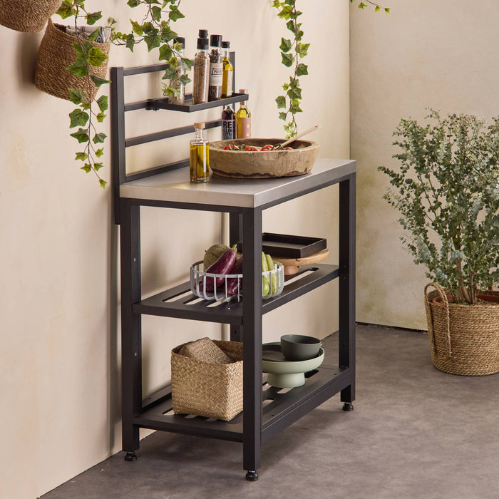 sweeek - Stalen buitenkeuken, 80 cm breed met 2 opbergplanken