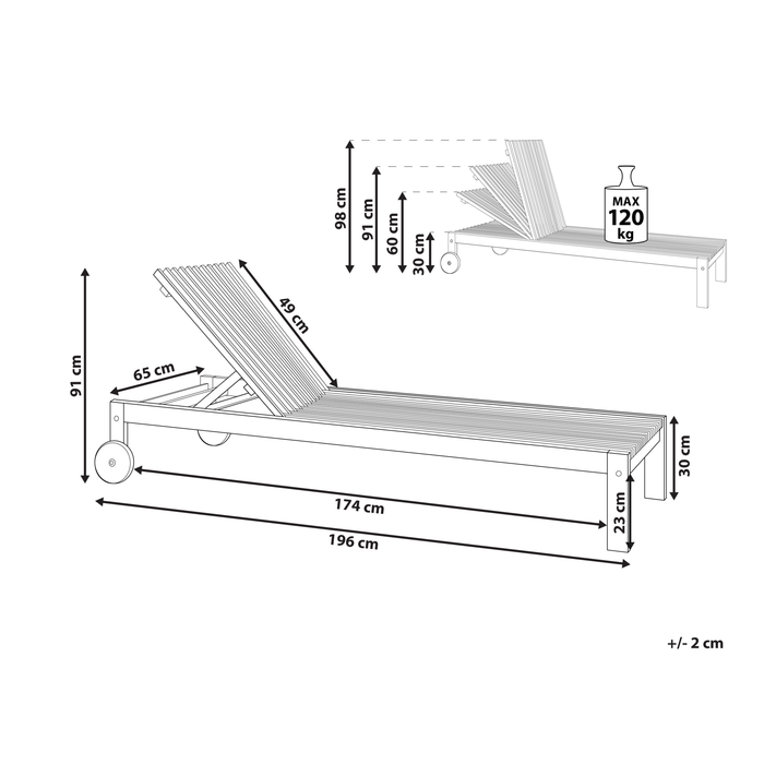 Beliani - BELLANO - Ligstoel - Lichthout - Acaciahout
