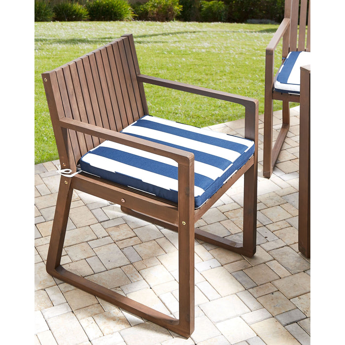 Beliani-SASSARI -Tuinstoel set van 8-Donkerhout|Blauw|Wit-Acaciahout