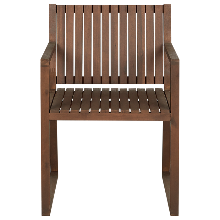 Beliani-SASSARI -Tuinstoel set van 8-Donkerhout|Blauw|Wit-Acaciahout