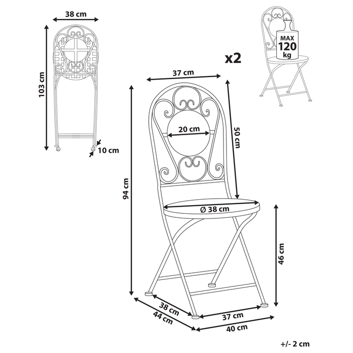 Beliani - SPELLO - Tuinstoel set van 2 - Wit - Metaal