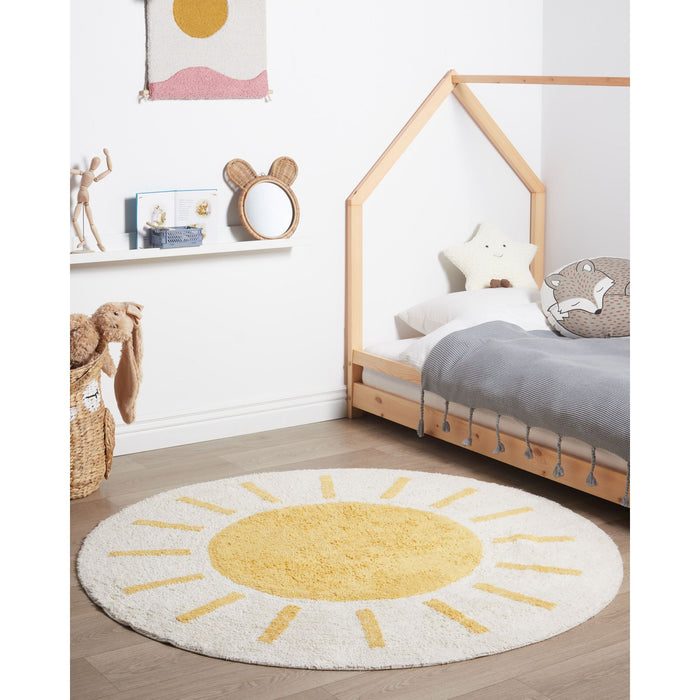 Beliani - BAIKER - Laagpolig vloerkleed - Lichtbeige - Katoen