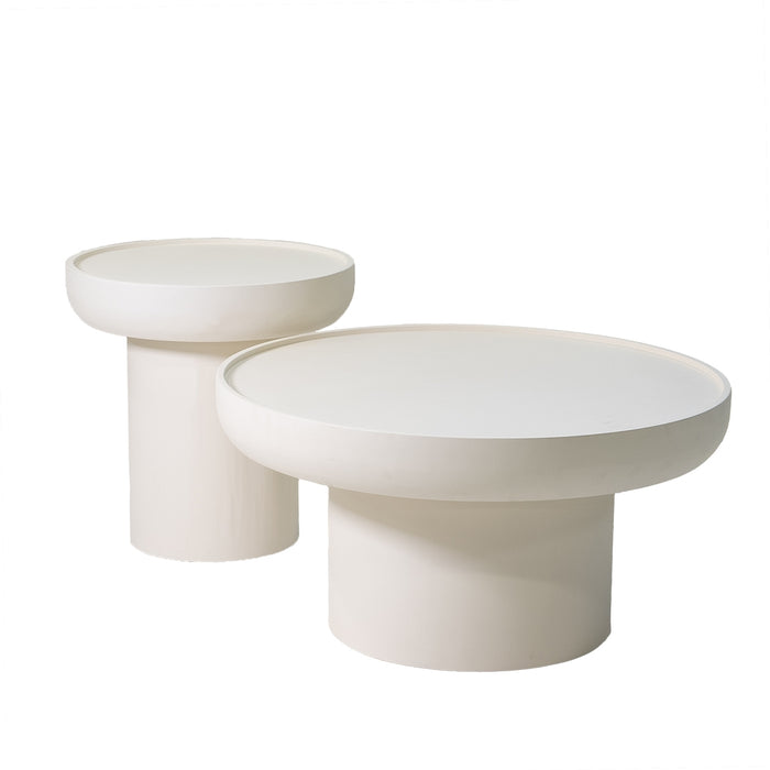 Giga Meubel - Salontafel Rond 50cm - Beige Beton Ciré - Joyce