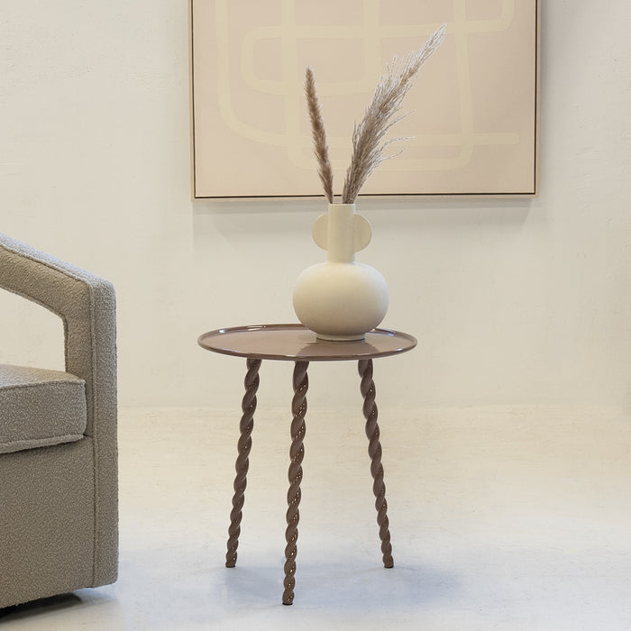 Giga Meubel - Bijzettafel Rond - Taupe - 45,5x45,5x50cm - Santi