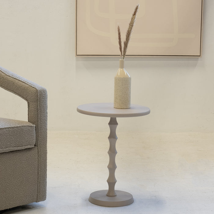 Giga Meubel - Bijzettafel Rond - Metaal Beige - 40x40x51,5cm - Fiene