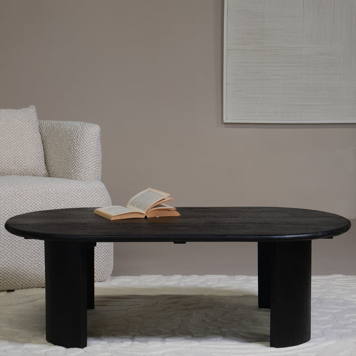 Giga Meubel - Salontafel Ovaal 120cm - Zwart Mangohout - Maikel