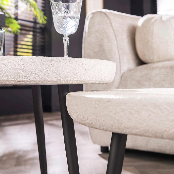 Giga Meubel - Salontafel Rond - Beige Composiet - Set Van 2 - 70x70x35cm