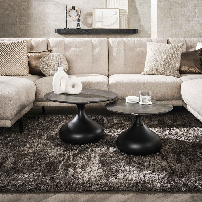 Giga Meubel - Salontafel Zwart Hout|Metaal - Set Van 2 - 60x60x40cm