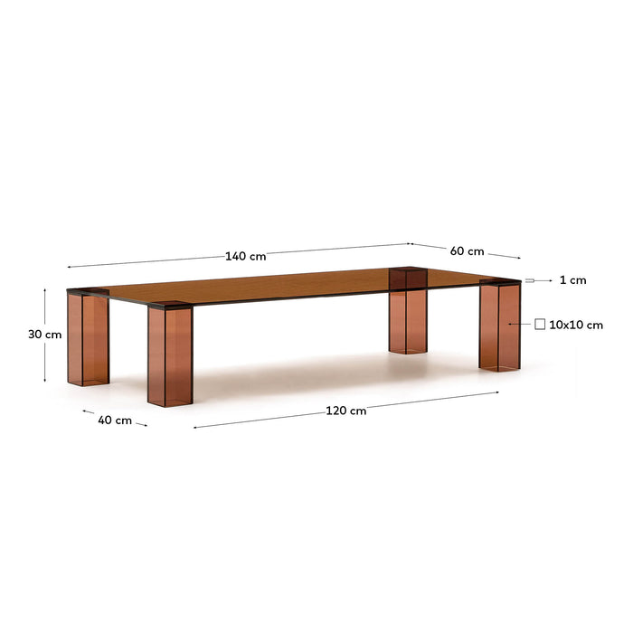 Kave Home - Adularia salontafel van bruin gehard glas 140 x 60 cm