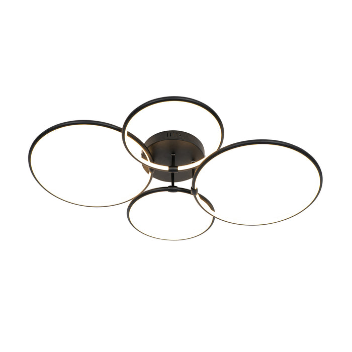 QAZQA Design plafondlamp zwart incl. LED 3-staps dimbaar 4-lichts -
